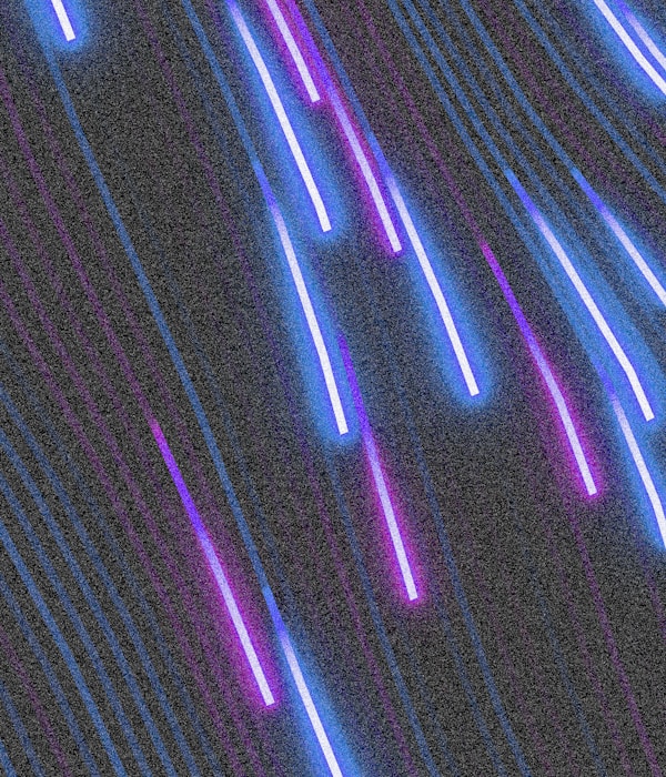 Blue and purple neon streaks.