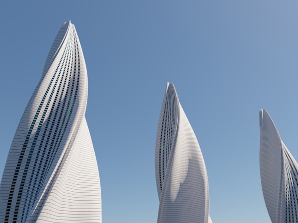 Minimalist white towers.